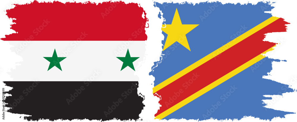 Congo - Kinshasa and Syria grunge flags connection vector Congo - Kinshasa and Syria grunge flags connection vector