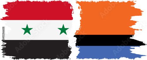 Chagos and Syria grunge flags connection vector