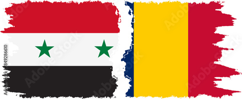 Chad and Syria grunge flags connection vector