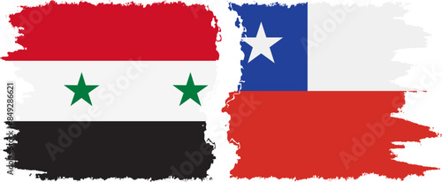 Chile and Syria grunge flags connection vector