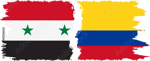 Colombia and Syria grunge flags connection vector