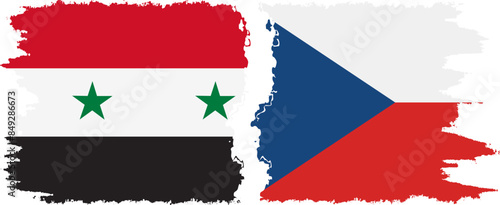 Czech and Syria grunge flags connection vector