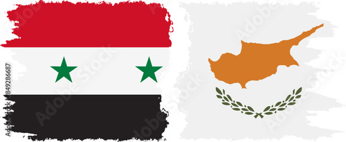 Cyprus and Syria grunge flags connection vector