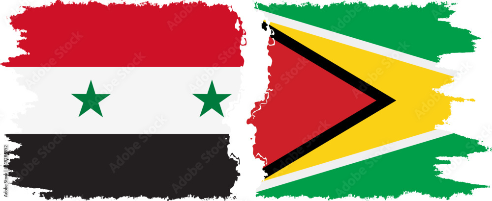 Fototapeta premium Guyana and Syria grunge flags connection vector