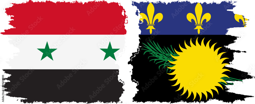 Guadeloupe and Syria grunge flags connection vector Guadeloupe and Syria grunge flags connection vector