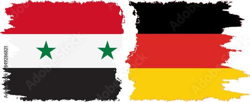 Germany and Syria grunge flags connection vector