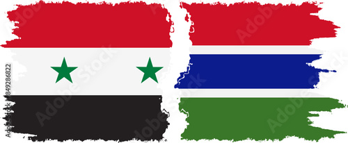 Gambia and Syria grunge flags connection vector