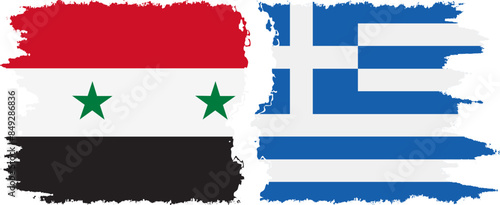 Greece and Syria grunge flags connection vector