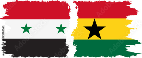 Ghana and Syria grunge flags connection vector