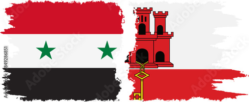 Gibraltar and Syria grunge flags connection vector