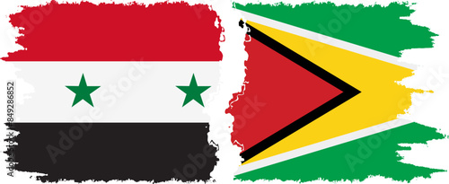 Guyana and Syria grunge flags connection vector