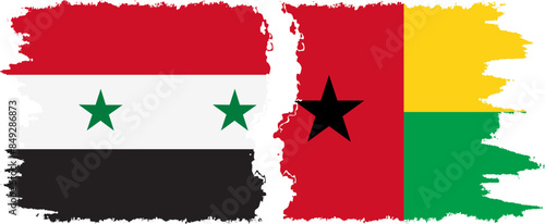 Guinea Bissau and Syria grunge flags connection vector