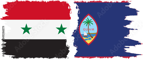 Guam and Syria grunge flags connection vector photo