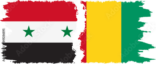 Guinea and Syria grunge flags connection vector