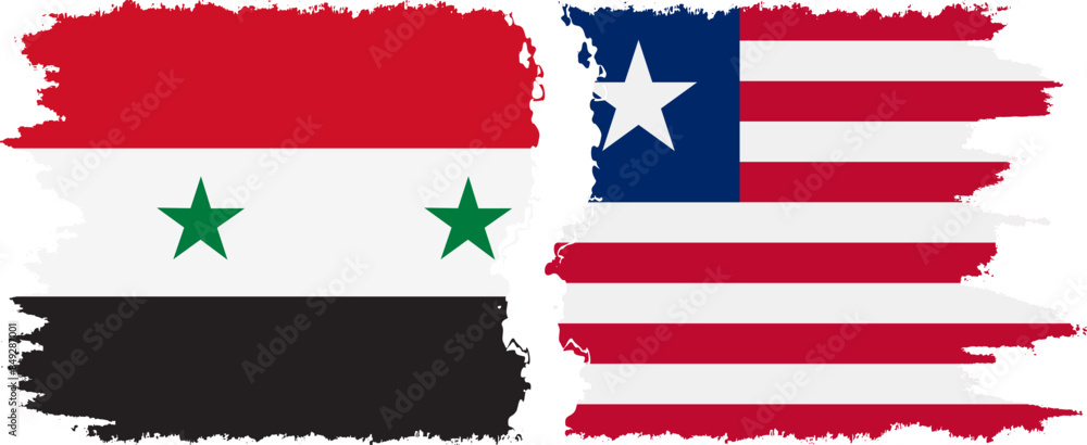 Liberia and Syria grunge flags connection vector Liberia and Syria grunge flags connection vector