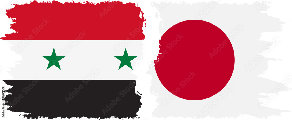Japan and Syria grunge flags connection vector Japan and Syria grunge flags connection vector
