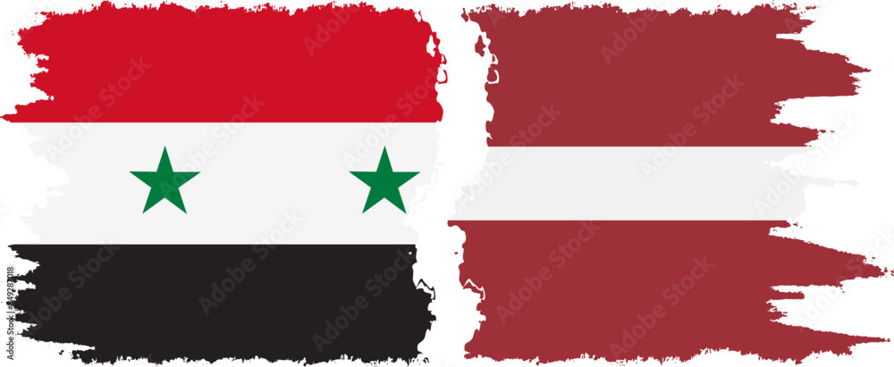 Latvia and Syria grunge flags connection vector Latvia and Syria grunge flags connection vector