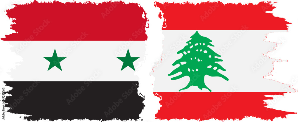Lebanon and Syria grunge flags connection vector Lebanon and Syria grunge flags connection vector