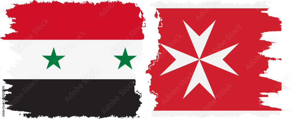 Malta and Syria grunge flags connection vector Malta and Syria grunge flags connection vector