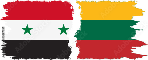 Lithuania and Syria grunge flags connection vector