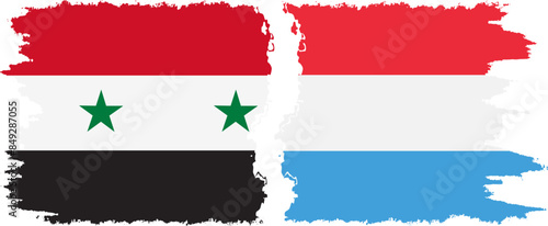 Luxembourg and Syria grunge flags connection vector
