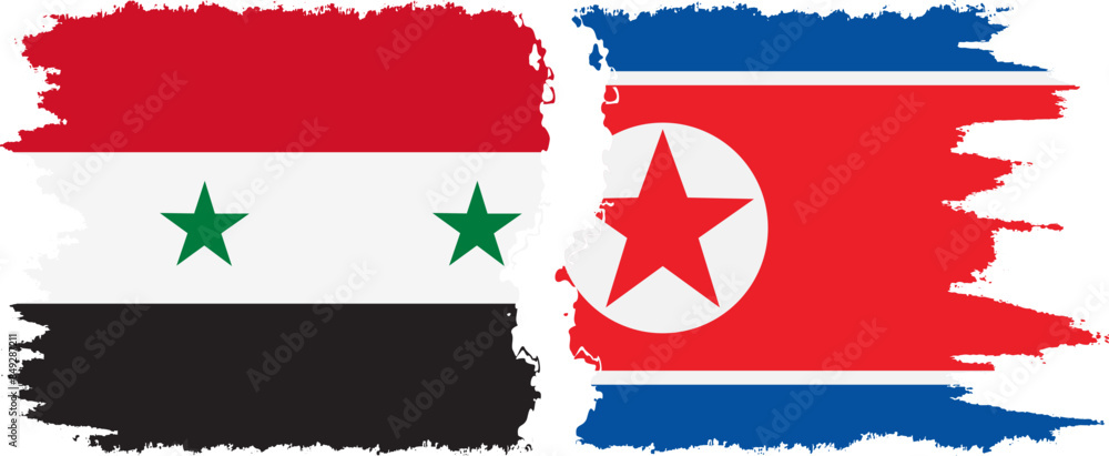 North Korea and Syria grunge flags connection vector North Korea and Syria grunge flags connection vector