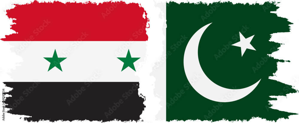 Pakistan and Syria grunge flags connection vector Pakistan and Syria grunge flags connection vector