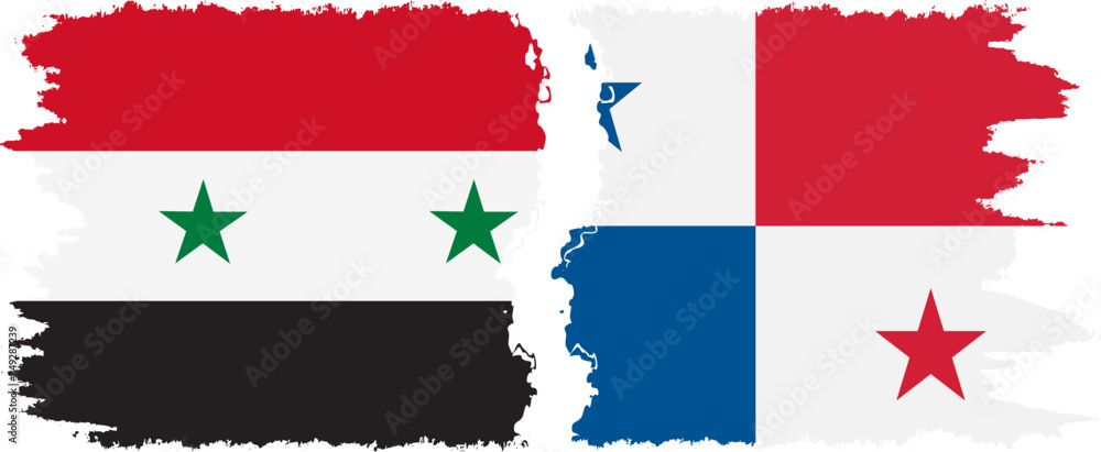Panama and Syria grunge flags connection vector Panama and Syria grunge flags connection vector