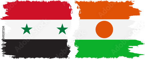 Niger and Syria grunge flags connection vector photo