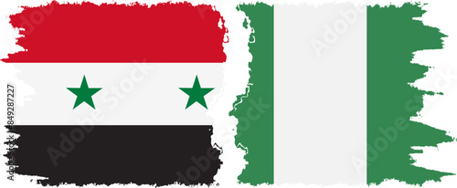 Nigeria and Syria grunge flags connection vector