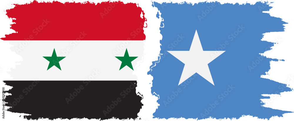 Somalia and Syria grunge flags connection vector Somalia and Syria grunge flags connection vector