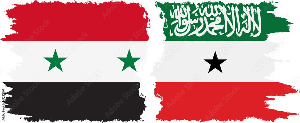 Somaliland and Syria grunge flags connection vector Somaliland and Syria grunge flags connection vector