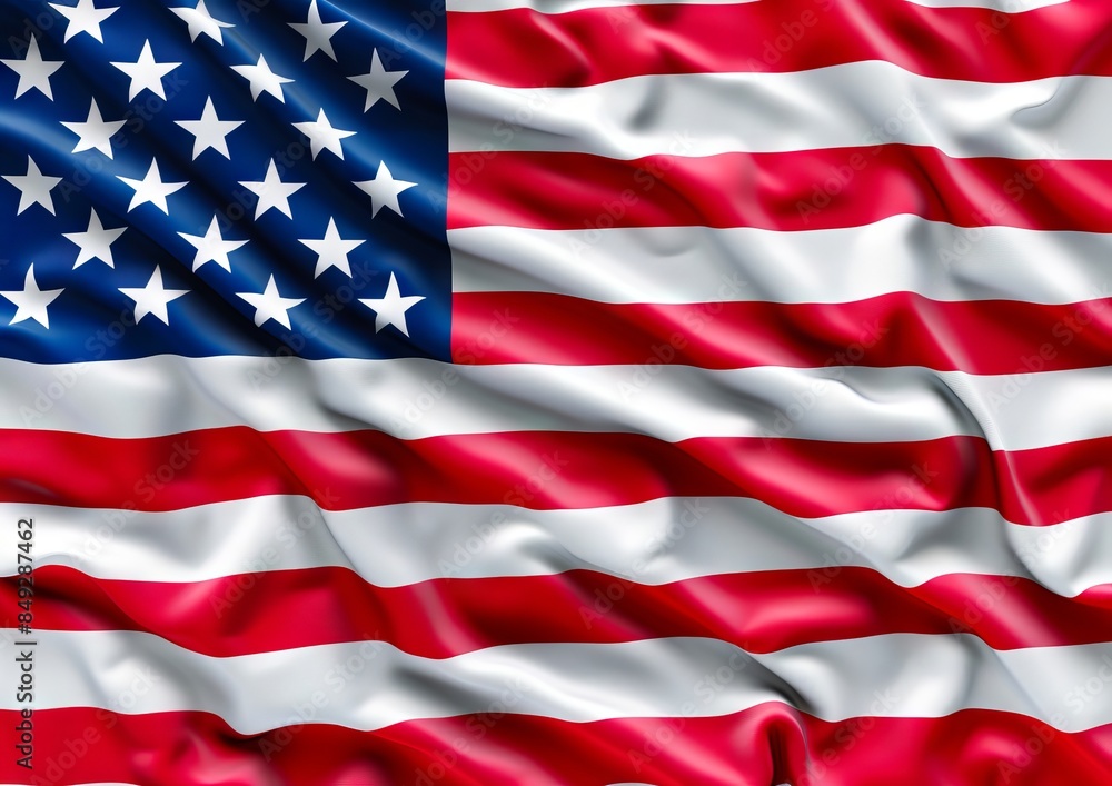 Fototapeta premium A large american flag with many folds.