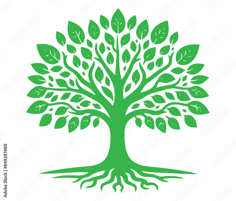 Fototapeta premium Vector tree silhouette icon isolated on white background.