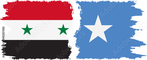 Somalia and Syria grunge flags connection vector