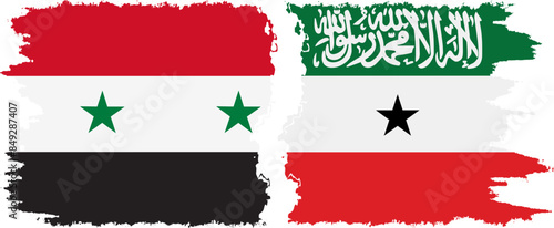 Somaliland and Syria grunge flags connection vector