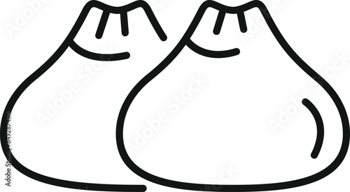 Line art illustration of two khinkali, traditional georgian dumplings filled with meat and broth