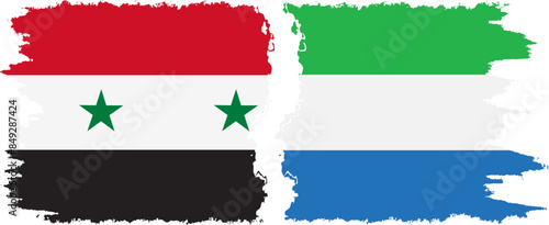 Sierra Leone and Syria grunge flags connection vector