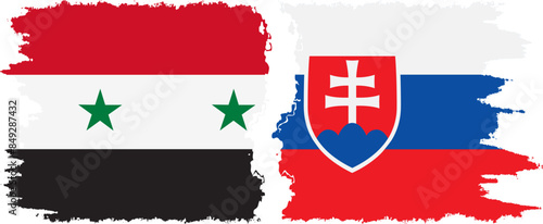 Slovakia and Syria grunge flags connection vector