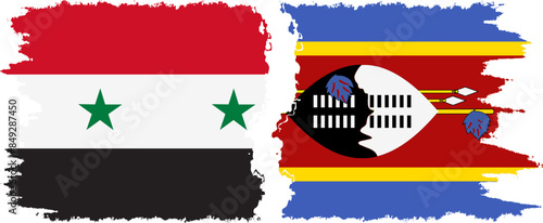 eSwatini and Syria grunge flags connection vector