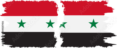 Syria and Syria grunge flags connection vector
