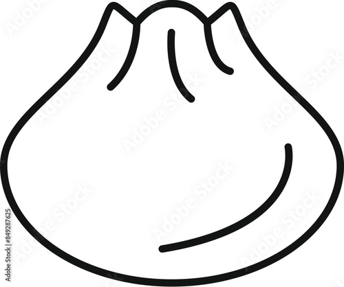 Simple black and white icon of a dim sum baozi bun, ready to be steamed and served