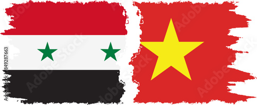 Vietnam and Syria grunge flags connection vector