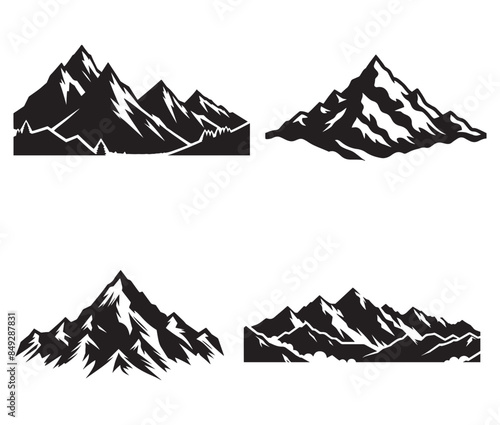 silhouette mountain vector icon illustrations