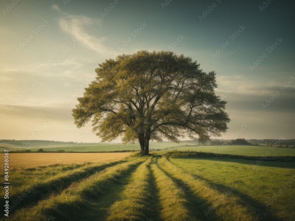 countryside landscape tree standing in the field countryside landscape tree standing in the field