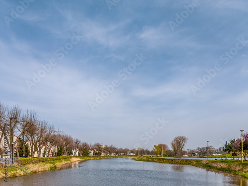 The Wilga River flowing through the city of Garwolin in Poland. photo