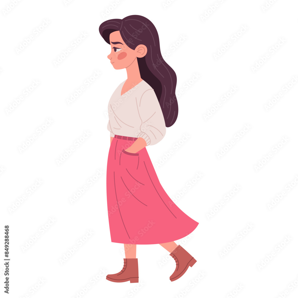 Cute girl taking a walk, walking in the fresh air Cute girl taking a walk, walking in the fresh air