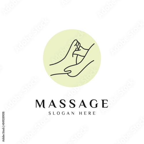 Reflexology Foot Massage Logo Design Vector Icon Illustration