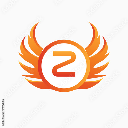 Letter z with Wing Logo. flame or fire gradient color logo.