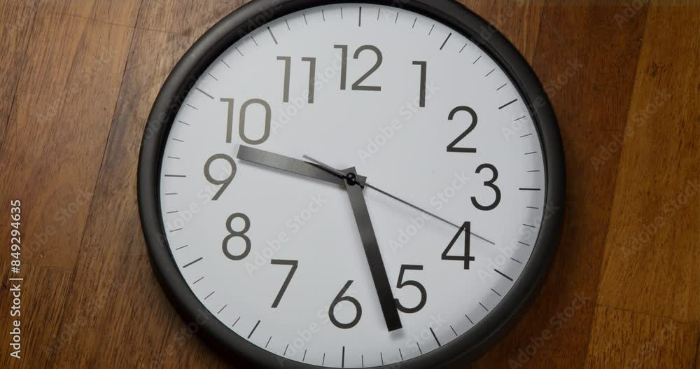 Classic black and white rectangle analog clock with numbers 12h time lapse seamless loop animation background on wood. Clock Counting Down 24 Hour Day Fast Speed. Round Wall Clock time lapse. Classic black and white rectangle analog clock with numbers 12h time lapse seamless loop animation background on wood. Clock Counting Down 24 Hour Day Fast Speed. Round Wall Clock time lapse.
